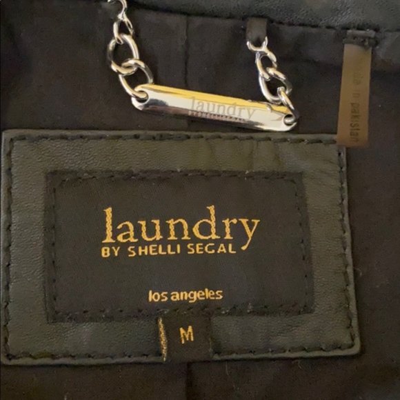 Laundry black genuine leather moto biker jacket size M - Picture 7 of 10